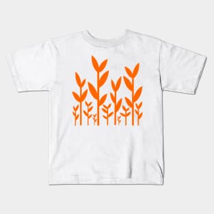 Orange leafy tree plant shoots pattern design Kids T-Shirt